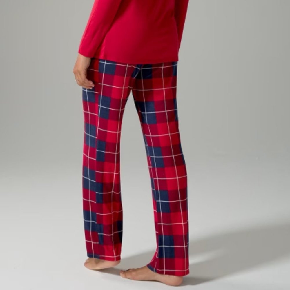 NWT Soma COOL NIGHTS Long Sleeve Pj Set  - Color -BLANKET PLAID NAVY - Size L - Picture 6 of 11